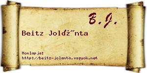 Beitz Jolánta névjegykártya
